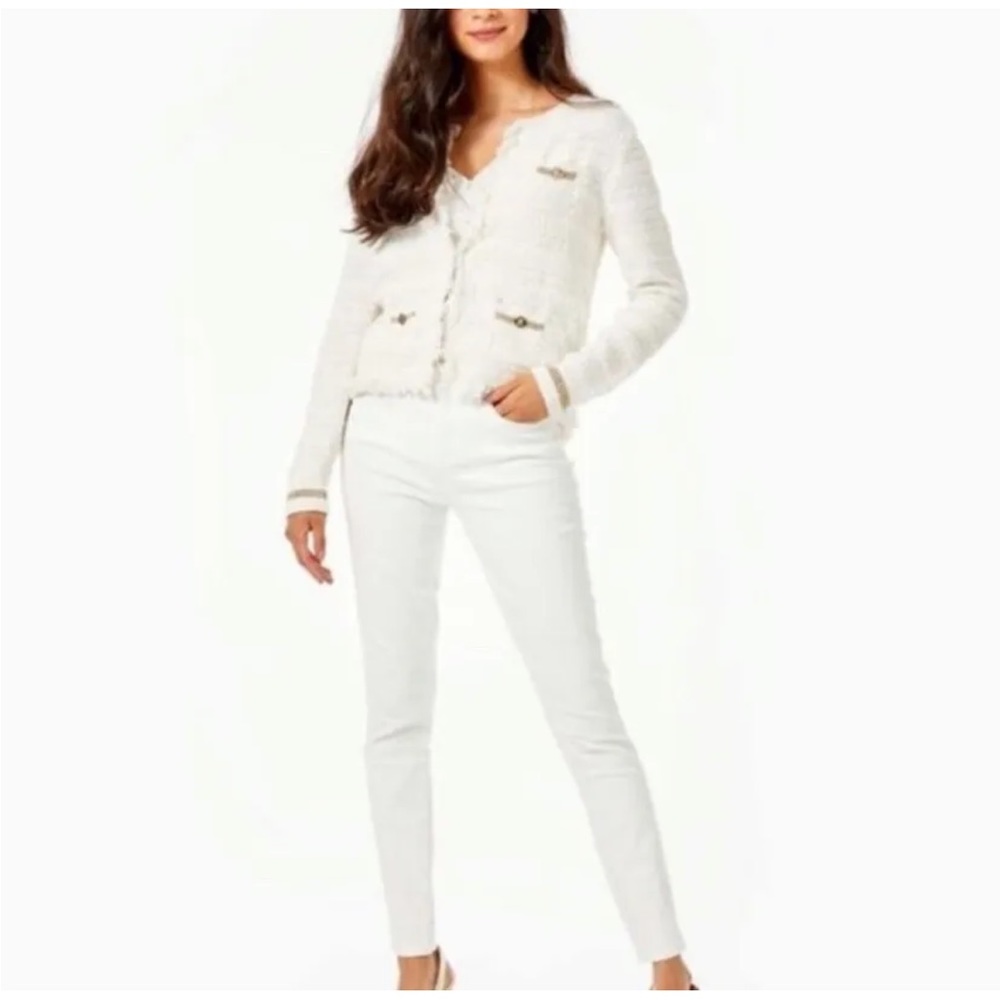 Lilly Pulitzer Beckington Cardigan in Coconut Gold Metallic